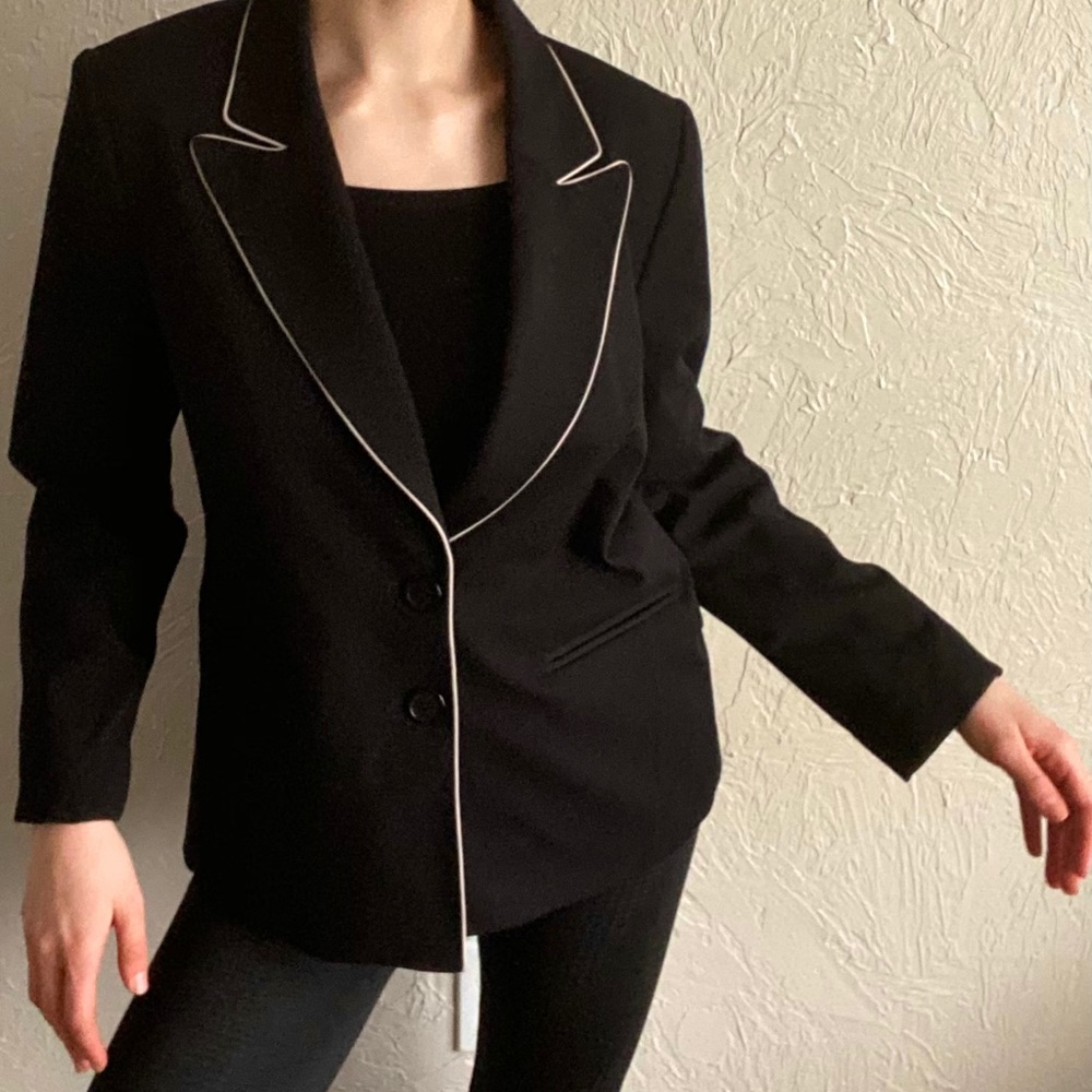 Black and white trim blazer